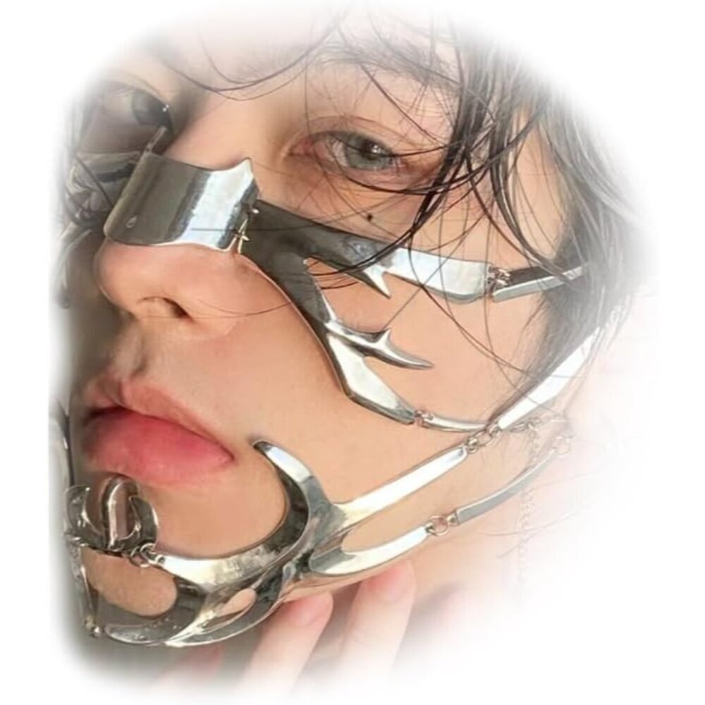 Metal Punk Mask for Halloween Cosplay Unique Face Cover Party Accessory